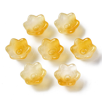 Transparent Two Tone Spray Painted Glass Beads GLAA-Q089-002B-009-1