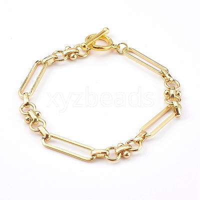Brass Link Chain Bracelets BJEW-JB06016-1