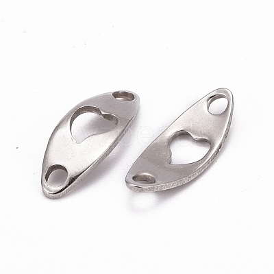 Tarnish Resistant Curved Oval with Heart 201 Stainless Steel Links connectors STAS-R071-26-1