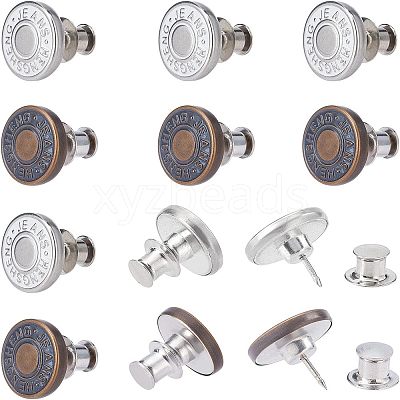 12 Sets 2 Style Iron & Zinc Alloy Button Pins for Jeans BUTT-NB0001-39-1