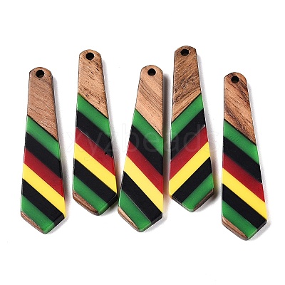 Jamaican Colour Epoxy Resin & Walnut Wood Pendants RESI-N039-122H-1