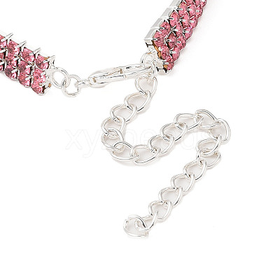 Adjustable 3-Row Iron Rhinestone Cup Chain Pet Collars AJEW-A054-01E-1
