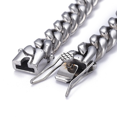Tarnish Resistant Men's 304 Stainless Steel Cuban Link Chain Bracelets BJEW-P263-B02-P-1