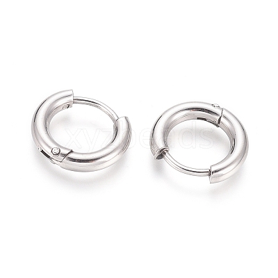 Tarnish Resistant 202 Stainless Steel Huggie Hoop Earrings A-EJEW-F111B-13mm-P-1