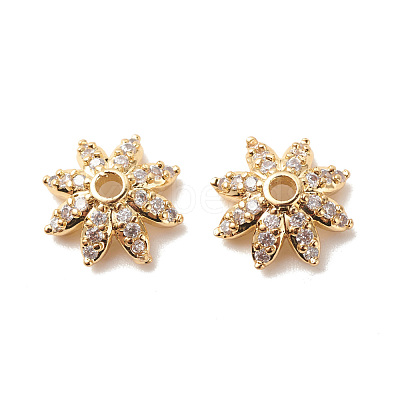 Brass Micro Pave Clear Cubic Zirconia Bead Caps KK-G420-31G-1