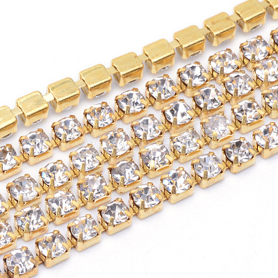 Brass Rhinestone Strass Chains CHC-T003-SS12-01C-1