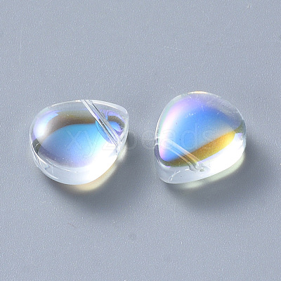 Transparent Spray Painted Glass Beads GLAA-T016-30B-1