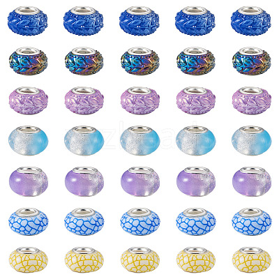 60Pcs 3 Styles Opaque Resin European Beads RESI-TA0005-29-1