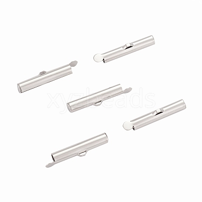 Brass Slide On End Clasp Tubes X-KK-P031-12P-1