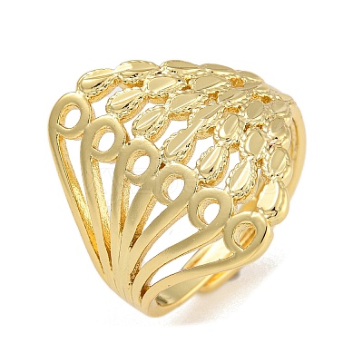 Hollow Brass Adjustable Rings RJEW-P127-06G-1