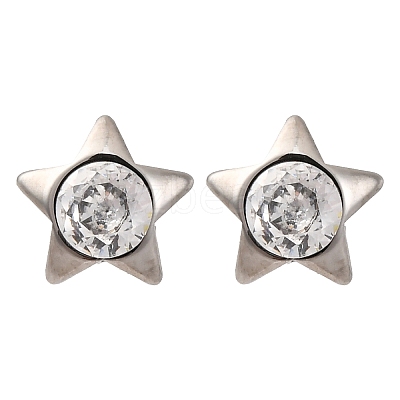 304 Stainless Steel Clear Cubic Zirconia Stud Earrings EJEW-Q044-06P-1