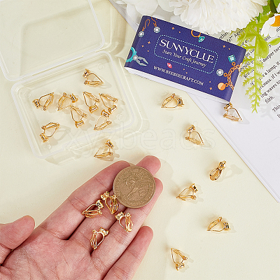 24Pcs Brass Clip-on Earring Findings FIND-SC0013-11G-1