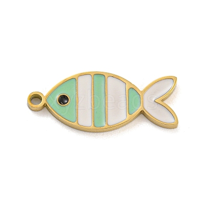316 Surgical Stainless Steel Enamel Pendants STAS-M073-46G-1