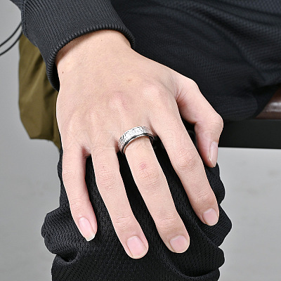Textured 304 Stainless Steel Finger Rings FS-WG2C156-01-1