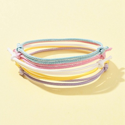 30Pcs 5 Color Adjustable Waxed Polyester Braided Cord Bracelets BJEW-FZ00016-1