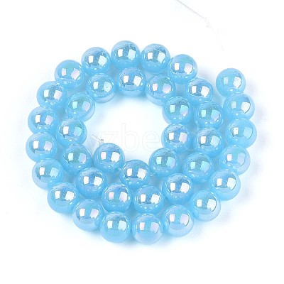 Electroplate Imitation Jade Glass Beads Strands GLAA-T032-J10mm-AB04-1
