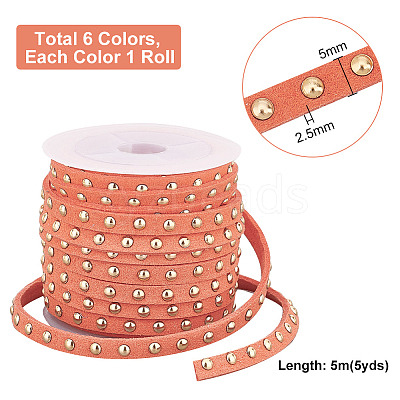 6 Rolls 6 Colors Faux Suede Cord LW-PH0002-26A-1