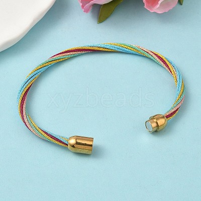 304 Stainless Steel with Polyester Metallic Cord Bracelets for Women BJEW-Z145-01G-33-1