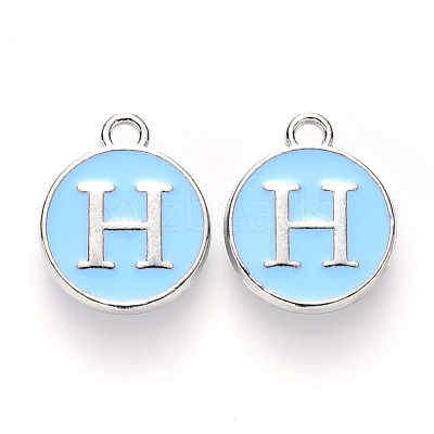Platinum Plated Alloy Enamel Charms X-ENAM-S118-04H-P-1
