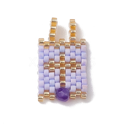 Glass Seed Beaded Pendants PALLOY-MZ00227-01-1