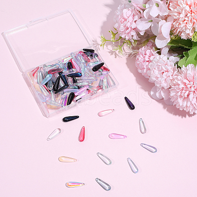 130Pcs 13 Colors Baking Paint Transparent Glass Pendants FIND-SC0023-46B-1