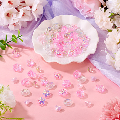 100Pcs 5 Styles Electroplate Transparent Glass Beads EGLA-TA0013-35B-1