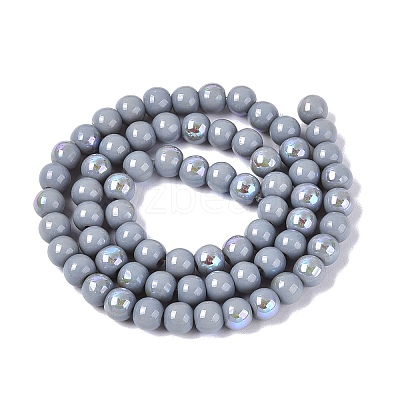 Electroplate Opaque Glass Beads Strands EGLA-Q132-6MM-01C-20-1