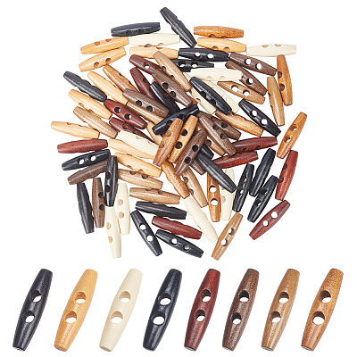 80Pcs 8 Colors Natural Wood Buttons FIND-NB0005-03D-1