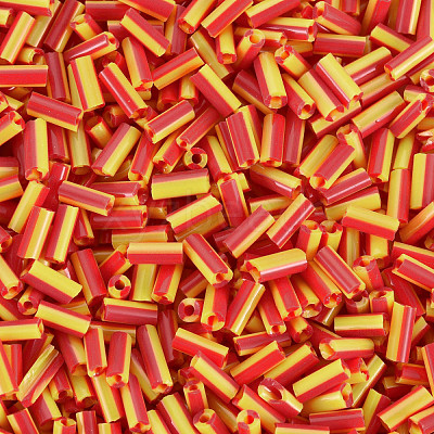 Opaque Colours Two Tone Seed Glass Bugle Beads SEED-T006-02A-05-1