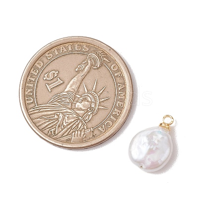Natural Keshi Pearl Flat Round Charms PALLOY-JF05077-01-1