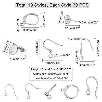 304 Stainless Steel Earring Findings STAS-UN0019-29P-1