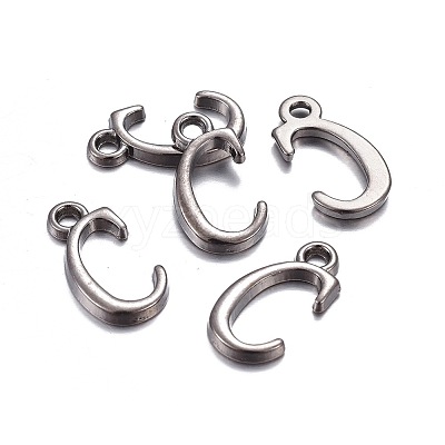 Gunmetal Plated Alloy Letter Pendants PALLOY-P097-03-C-1