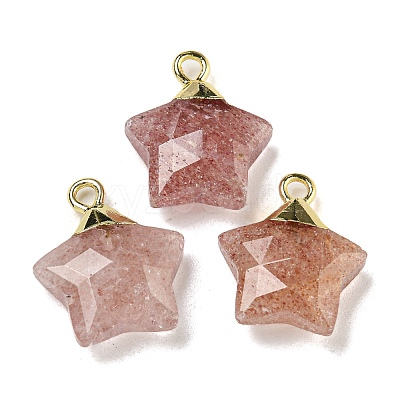 Natural Strawberry Quartz Pendants G-P540-01G-08-1