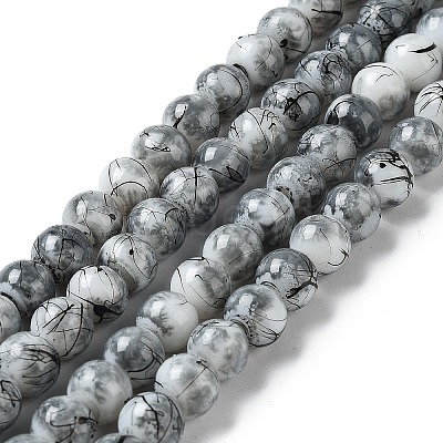 Drawbench & Baking Paint Glass Beads Strands GLAA-S176-M-1