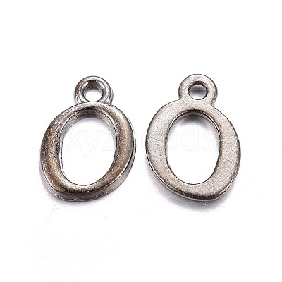 Gunmetal Plated Alloy Letter Pendants PALLOY-P097-03-O-1