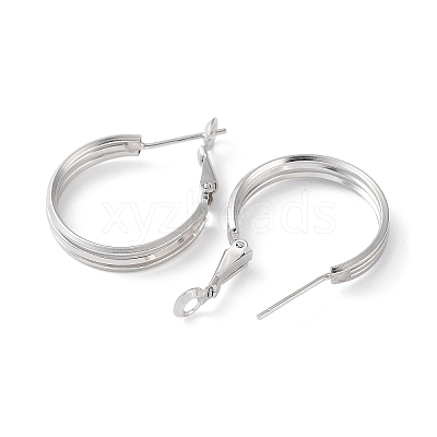 Rhodium Plated 925 Sterling Silver Hoop Earrings EJEW-K258-13P-1