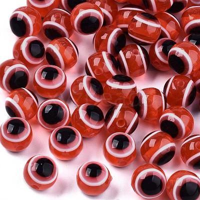Round Evil Eye Resin Beads RESI-R159-10mm-05-1