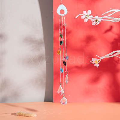 Crystal Glass Suncatcher Chakra Colors Ceiling Chandelier Ball Prism AJEW-WH0021-39-1