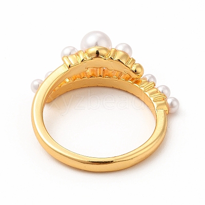 Plastic Imitation Pearl Cuff Ring RJEW-F142-04G-1