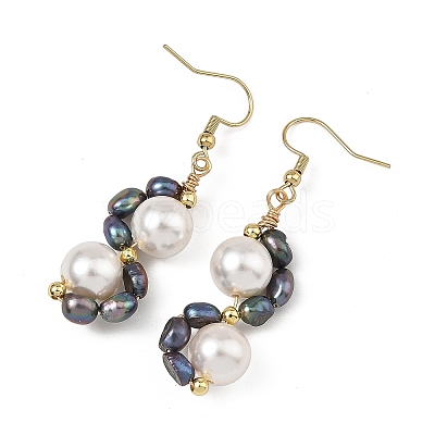Shell Pearl 304 Stainless Steel Dangle Earrings EJEW-JE07370-1