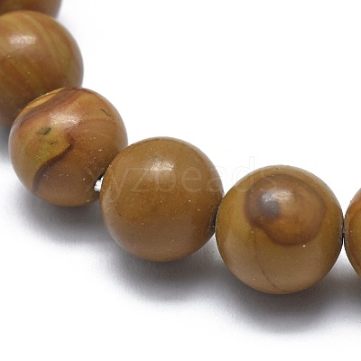 Natural Wood Lace Stone Bead Stretch Bracelets BJEW-K212-B-041-1