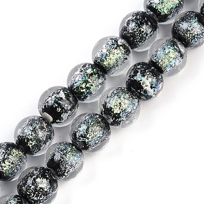 Handmade Gold Foil Lampwork Beads Strands LAMP-Q002-01D-1