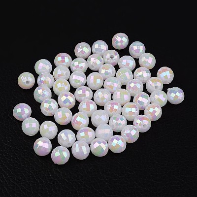 Faceted Colorful Eco-Friendly Poly Styrene Acrylic Round Beads LS-SACR-K001-8mm-78-1