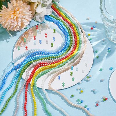10 Strands 10 Colors Electroplate Glass Beads Strands EGLA-WR0001-07A-1