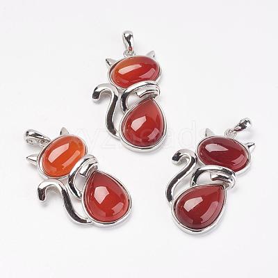 Natural & Synthetic Mixed Stone Kitten Pendants G-G713-B-1