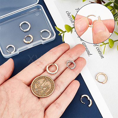 8Pcs 4 Style 316 Surgical Stainless Steel Hoop Earrings with Clear Glass for Women EJEW-GA0005-05-1