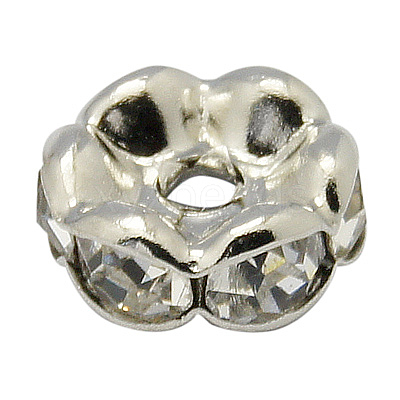 Brass Rhinestone Spacer Beads X-RB-A014-L8mm-01P-NF-1