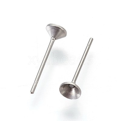 Non-Tarnish 304 Stainless Steel Post Stud Earring Settings STAS-I097-006B-P-1