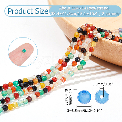 2 Strands Natural Dyed & Heated Multi-Color Agate Beads Strands G-NB0005-05-1