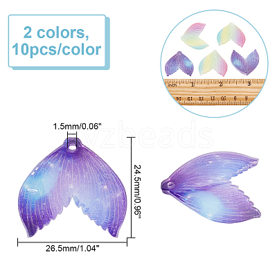 20Pcs 2 Colors Gradient Color Transparent Resin Pendants RESI-AR0001-24-1